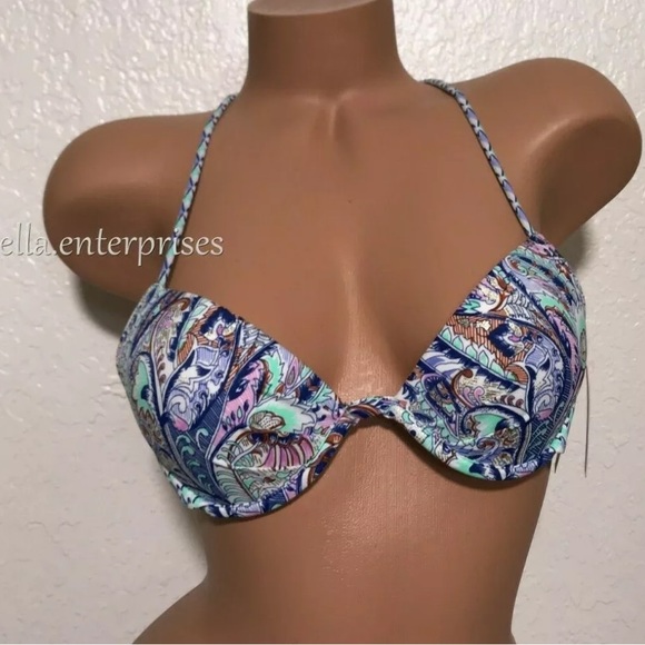 PINK Victoria's Secret Other - VS Blue Paisley The Fabulous Racerback Bikini Top